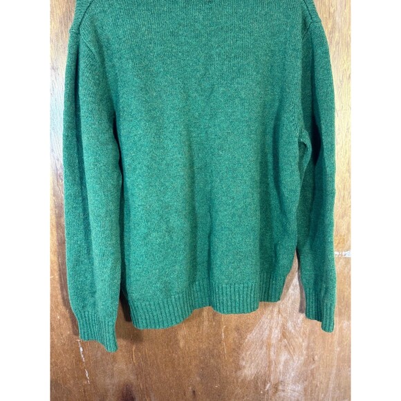 Vintage LL Bean Mens Sweater Large Wool Shetland Green V-Neck Cardigan Pullover - Picture 8 of 9